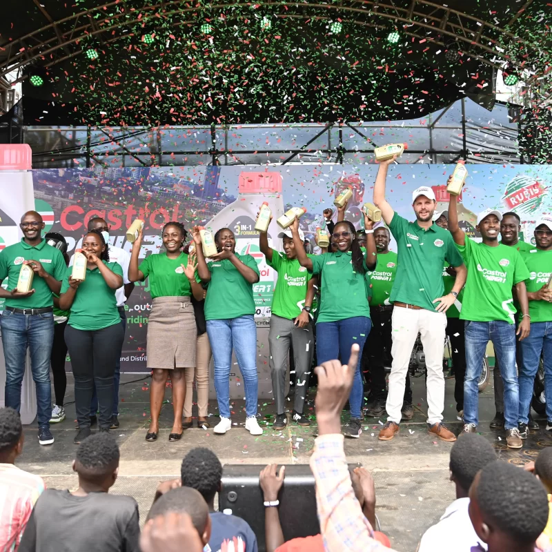 RUBiS Energy Uganda team all smiles celebrating at the Castrol Power 1 Motorcycle Oil launch in Makindye | Boda Riders in Uganda | boda boda riders
